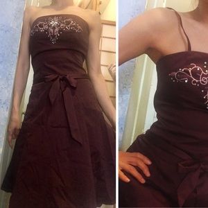 Purple TubeTop A-line Dress with removable straps